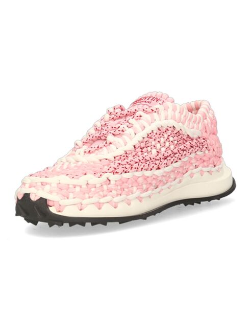 Sneakers macramé blanc/rose